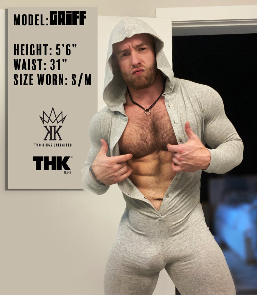 PREORDER - Two Kings Unlimited/THK Brand Light Gray Hooded Onesie - THIRSTYMALE.COM